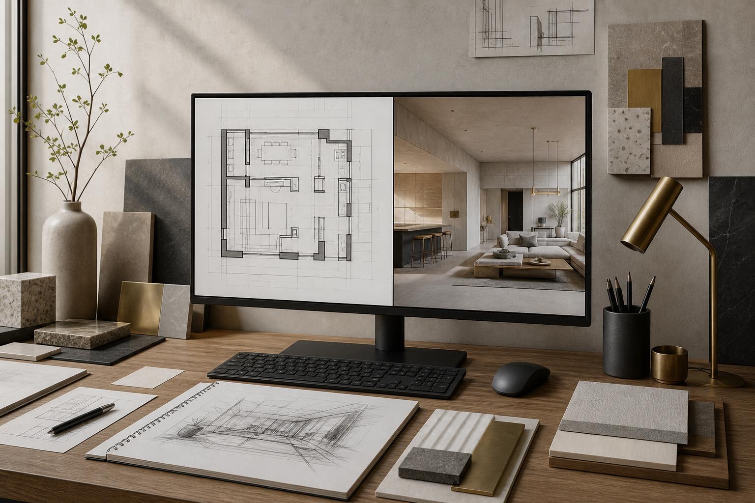 Output CAD BIM e render fotorealistico per uno studio di interior design